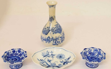 Meissen dish, blue and white Japanese vase, etc.