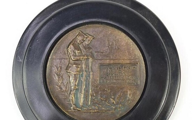 Military interest bronzed plaque, 13cm in diameter