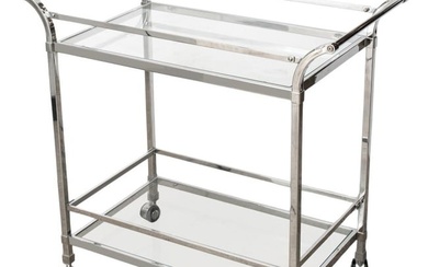 Modern Chrome & Glass 2-Tiered Bar Cart