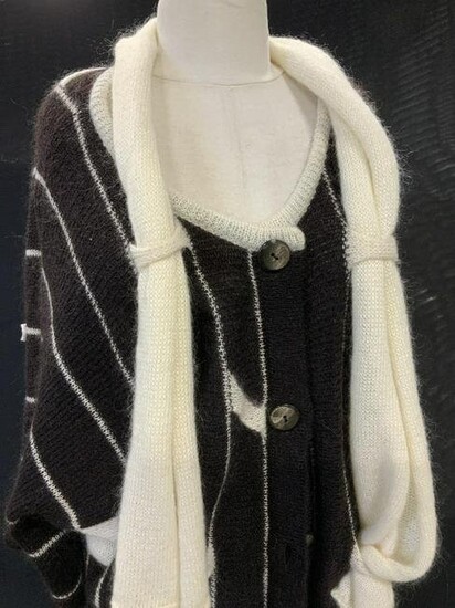 Mohair Italian Knit Long Cardigan, + Size