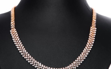 NO RESERVE - 3.40 Carat Fancy Light Pink Diamond Riviera - 14 kt. Pink gold - Necklace