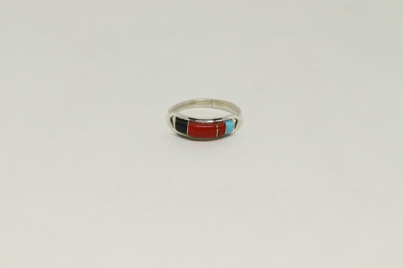Native American Navajo Inlay Multi-Color Ring By Lnjose