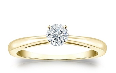 Natural 0.33 CTW Diamond Solitaire Ring 14K Yellow Gold