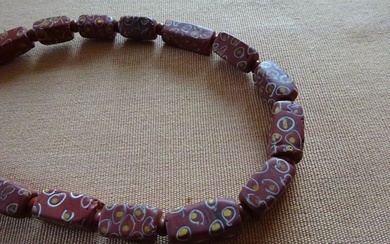 Necklace with old, square beads from Murano - Ghana (No Reserve Price)