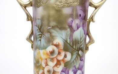 Nippon Hand Painted Grapes Porcelain Vase