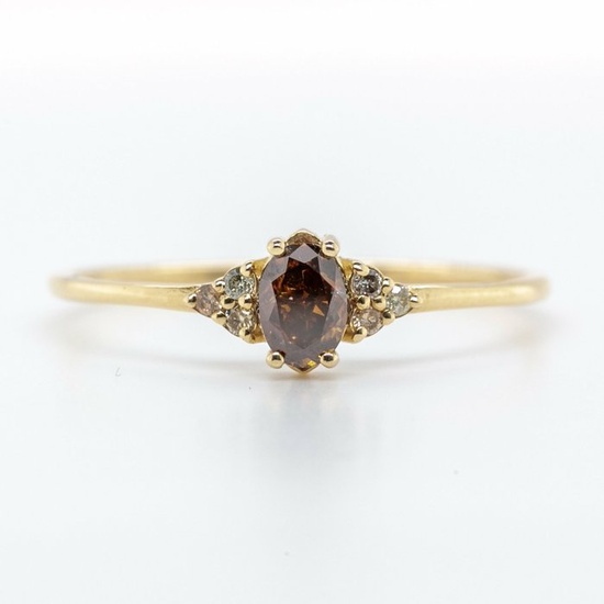No Reserve Price - 0.35 tcw - 14 kt. Yellow gold - Ring Diamond