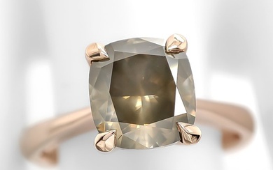 No Reserve Price - 2.02 Carat Fancy Deep Yellow Gray Diamond Solitaire - Ring - 14 kt. Rose gold
