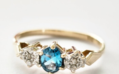 No Reserve Price - Engagement ring Yellow gold Topaz - Diamond