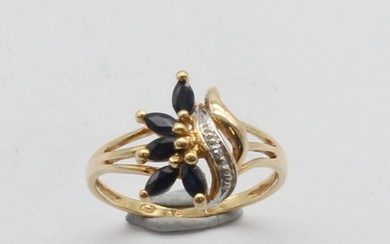 No Reserve Price - Ring Yellow gold Sapphire - Diamond