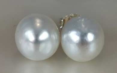 No Reserve Price - australian SSP pearls BQ/BT Ø 10x11 MM - 925 Silver - Earrings South Sea Pearl
