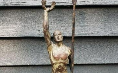 Oarsman trophy scull NAAO National championship trophy figural copper Lambert