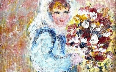 Oil Painting of a Girl with Flowers JB
