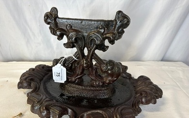 Old heavy cast iron boot scraper with floral motif 20cm x 35...