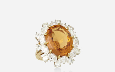 Oscar Heyman & Brothers, attribution Topaz, diamond, platinum, and gold ring