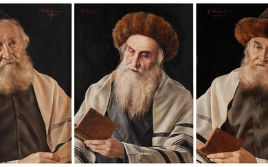 Otto Eichinger Reading the Talmud, Three Portraits