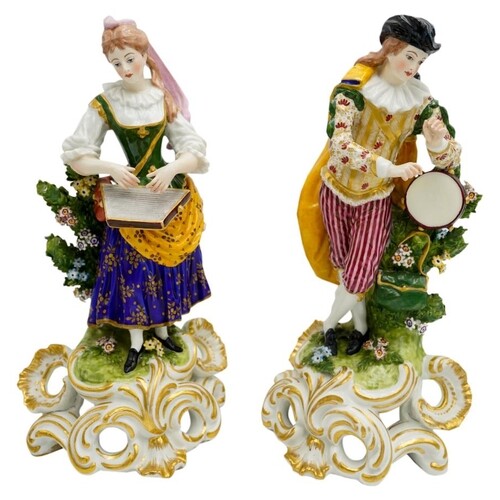 PAIR OF DERBY PORCELAIN FIGURES 18TH CENTURY modelled as mal...