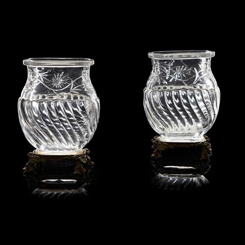 PAIR OF GILT BRONZE MOUNTED BACCARAT 'JAPONISME' GLASS VASES...