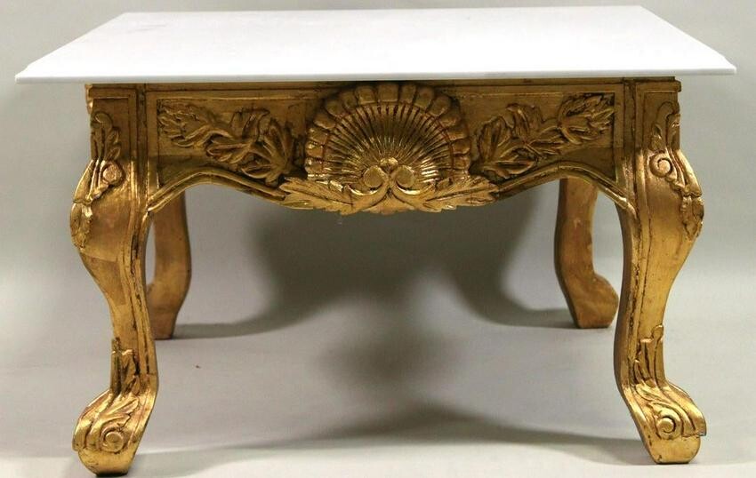 PAIR OF MARBLE TOP END TABLES