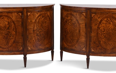 PAIR OF TROSBY GEORGE III STYLE INLAID ASH CABINETS 37 x 60 x 19 in. (94 x 152.4 x 48.3 cm.)