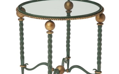 Painted and Parcel Gilt Wrought Iron Occasional Table