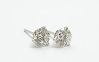 Pair 14K White Gold Diamond Stud Earrings 1.43 ctw