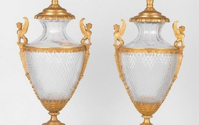 Pair Of 19Th C. Louis Xvi Style Gilt Bronze & Cut Glass