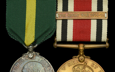 Pair: Sergeant W. J. Doswell, Hampshire Regiment Territorial Force Efficiency Medal, E.VII.R....