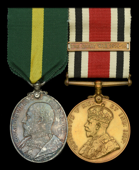 Pair: Sergeant W. J. Doswell, Hampshire Regiment Territorial Force Efficiency Medal, E.VII.R....