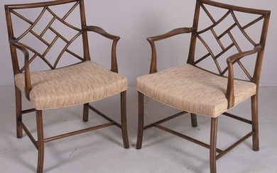 Pair faux bamboo armchairs
