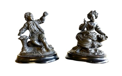Pair of 19th Century Petite Spelter Statues - Bookends