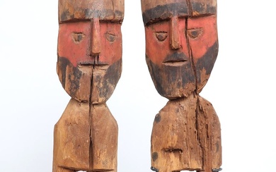 Pair of Chancay Wood Standing Figures