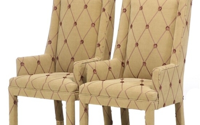 Pair of Contemporary Lattice-Upholstered Armchairs