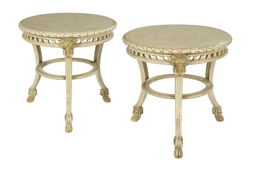 Pair of Empire-Style Parcel-Gilt Gueridons