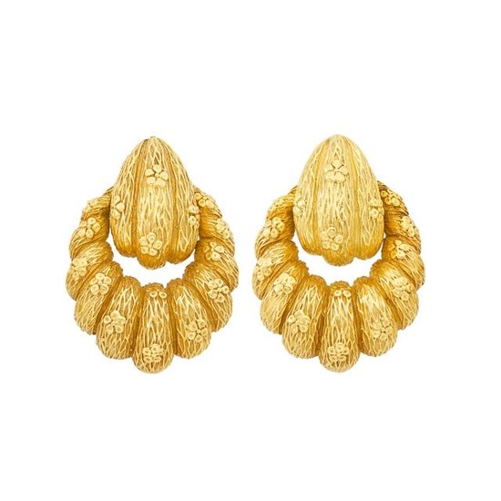 Pair of Gold Door Knocker Earrings