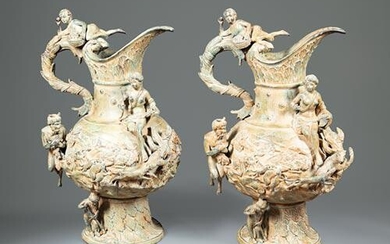Pair of Neoclassical-Style Bronze Ewers