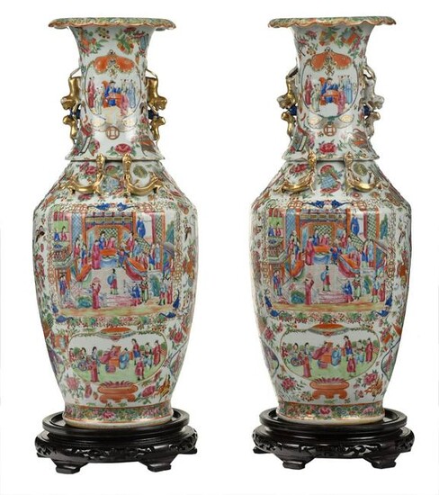 Pair of Rose Medallion Floor Vases