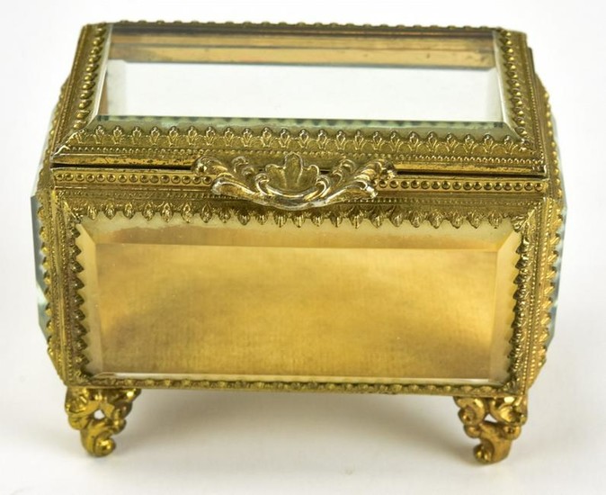 Palais Royal Style Ormolu & Glass Jewelry Box
