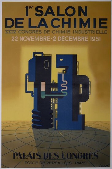 Paul Colin - Salon de la Chimie. 1951 - Original lithograph poster, 1951 (1)