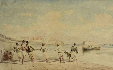Pietro Bello (Turkey,1830-1909) watercolor painting antique