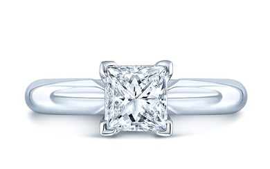Princess Cut Diamond Solitaire Engagement Ring In Platinum (1 Ct.tw.) Gia Certification