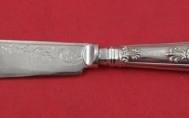 Queens by English Sterling Silver Fish Knife engraved blades 8 5/8"