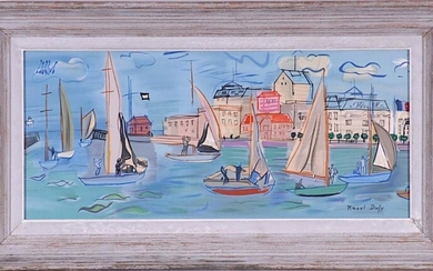 RAOUL DUFY, Les Regates, lithograph, 1969, signed in the...