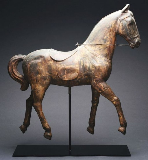 RARE AND UNIQUE FULL-BODY TIN STANDING HORSE WEATHER