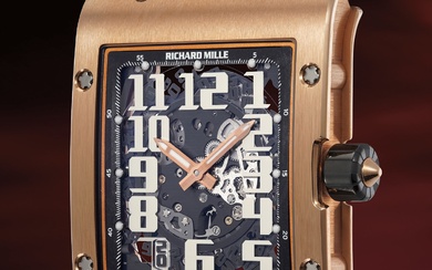 Richard Mille, Ref. RM016 A rare and attractive pink gold rectangular wristwatch with warranty and presentation box