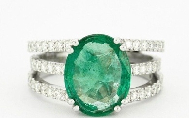 Ring White gold - 3.93 tw. Emerald - Diamond