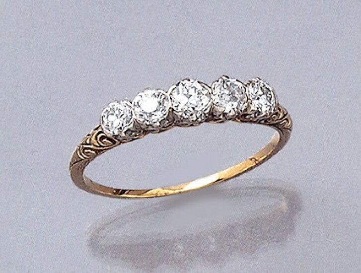 Ring with diamonds, approx. 1890s , YG...
