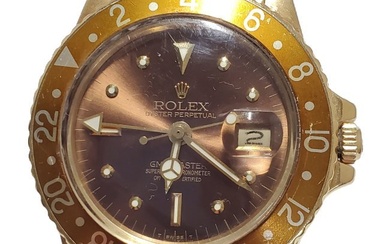 Rolex 1675 18k Gold GMT Master Root Beer Tropical Golden Brown Dial Fresh From a FL Estate