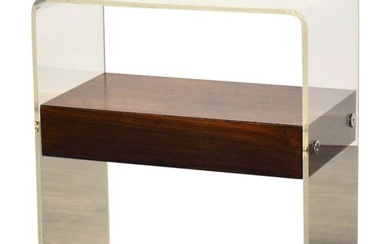 Rosewood and Lucite Side Table