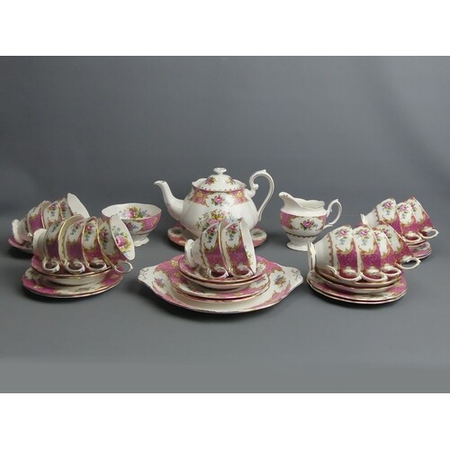 Royal Albert Lady Carlyle bone china teapot, plate, milk jug...