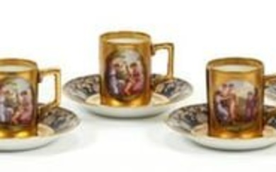Royal Vienna Porcelain Demi Tasse Cups, Saucers